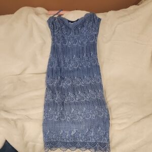 NSR Blue Lace Midi Dress